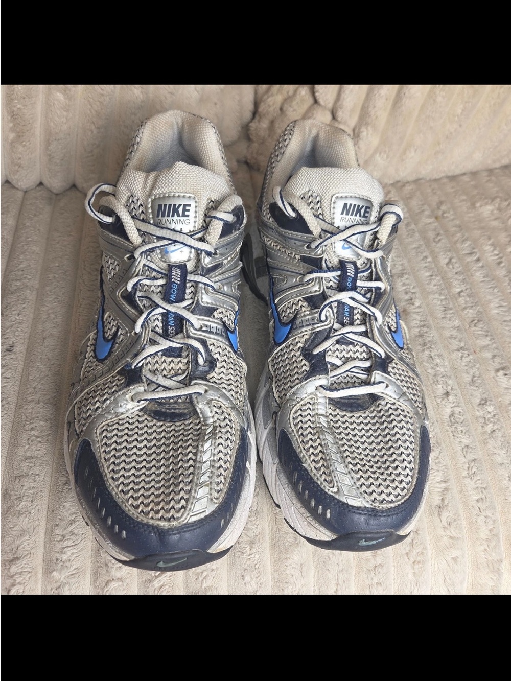 Nike Air Zoom Equalon 2 Cushlon ST Running Shoes Metallic Silver Blue Size 9.5 - Picture 3 of 10